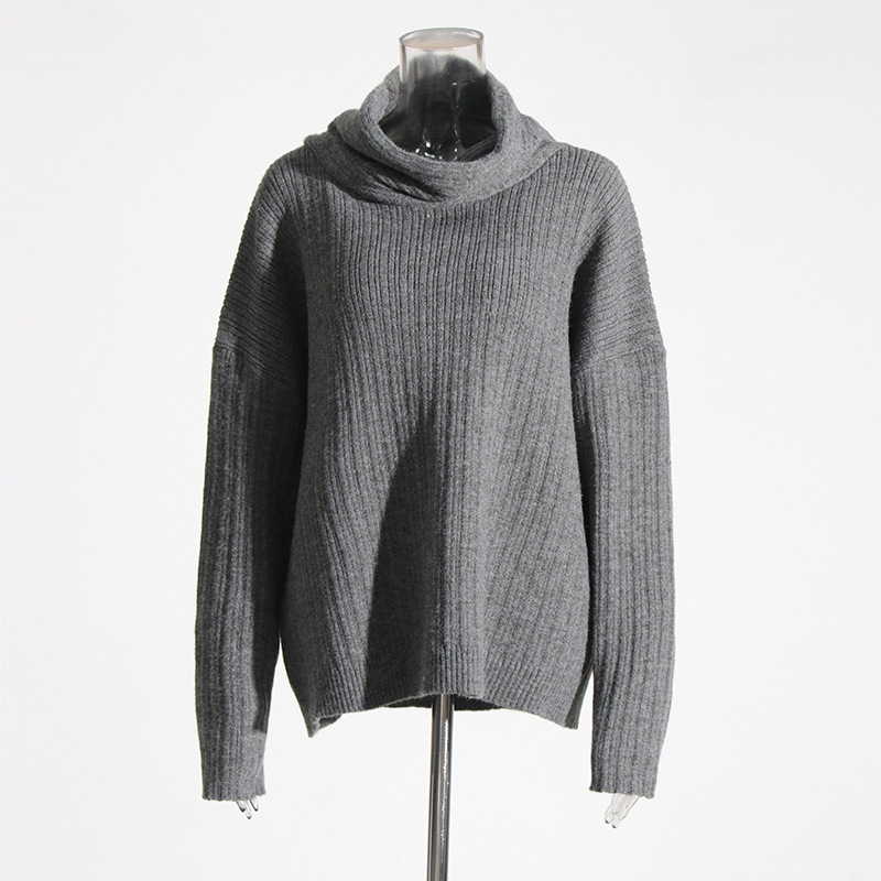 Homewear |  Damen Grober Strickpullover Mit Weitem Kragen