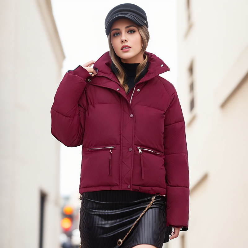 Jacken & Mäntel |  Damen Verkürzte Steppjacke Mit Kapuze Und Taillenregulierung