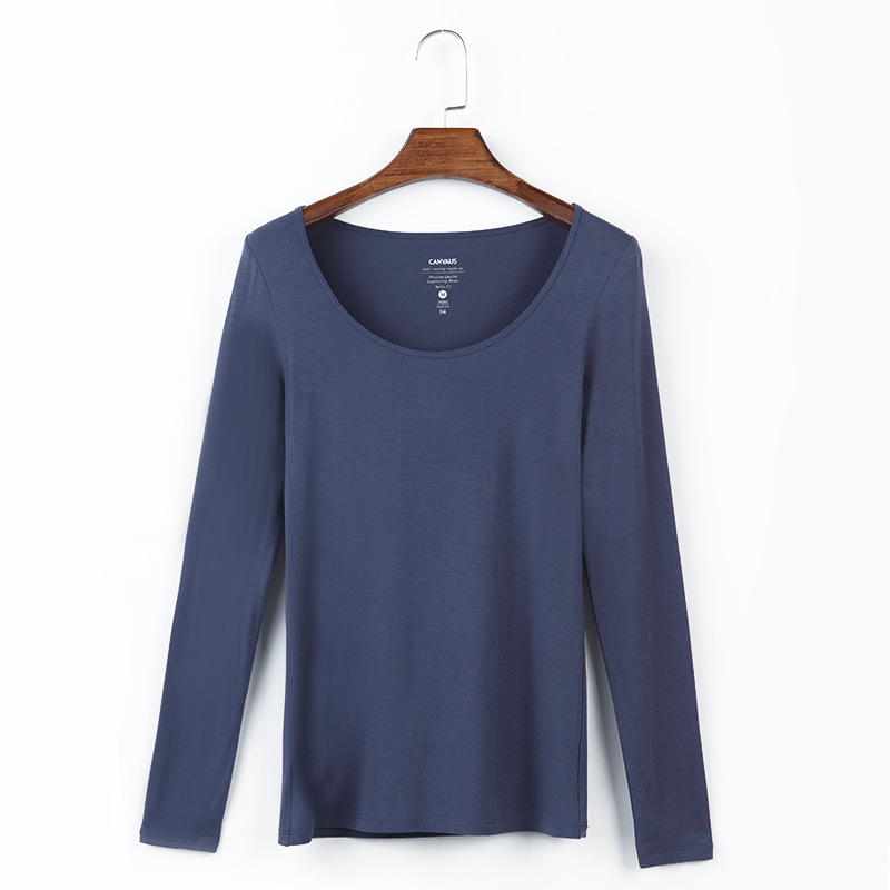 Shirts & Tops |  Damen Baumwoll-Langarmshirt Mit Rundhalsausschnitt