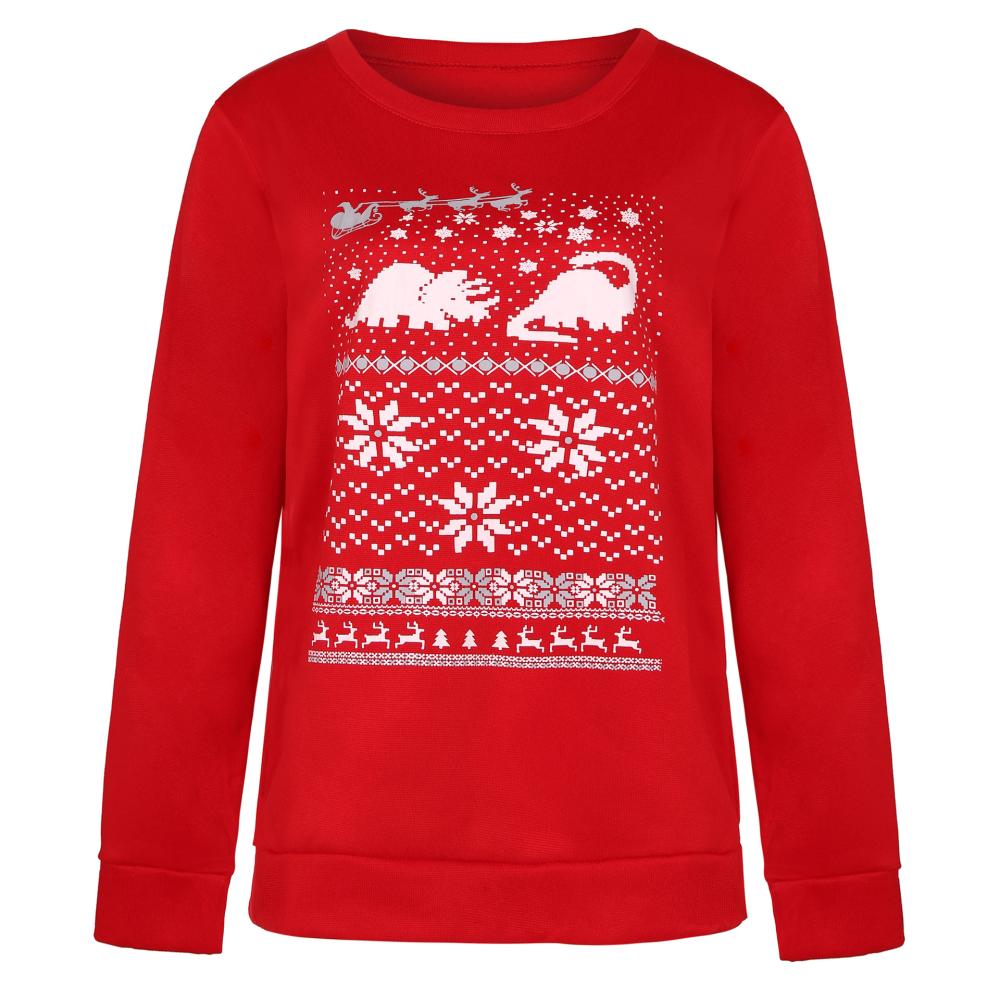 Shirts & Tops |  Damen Baumwoll-Langarmshirt Mit Weihnachtsmotiv